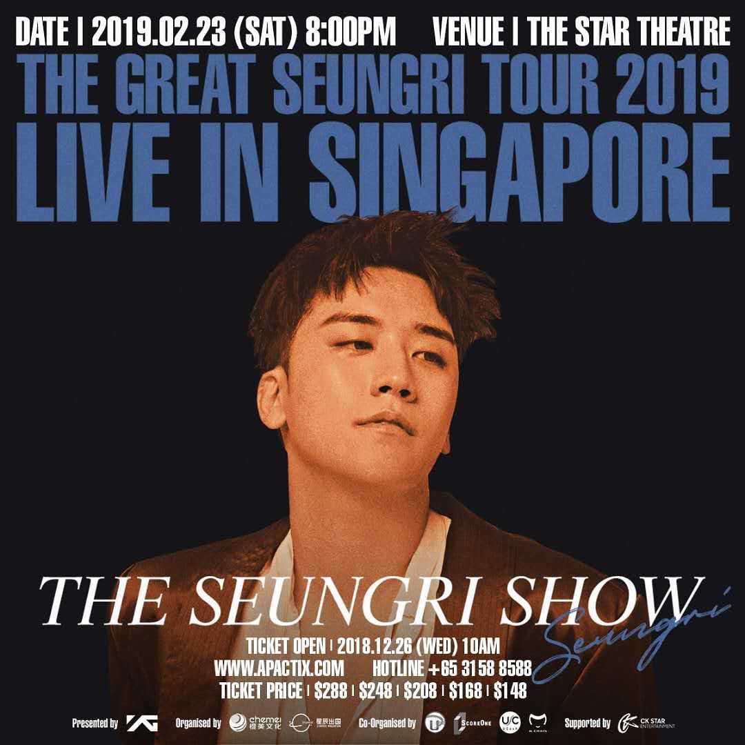 THE SEUNGRI SHOW is coming to Singapore!! ?? #승리 #SEUNGRI #빅뱅 #BIGBANG #THEGREATSEUNGRITOUR2019LIVEINSINGAPORE #THESEUNGRISHOW #THE_SEUNGRI_SHOW #SINGAPORE #CHENMEI #YG