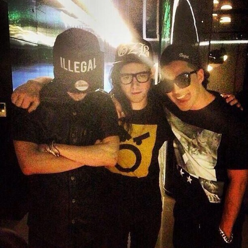 Instagram and Twitter Updates from Skrillex with CL GD and GDYB...